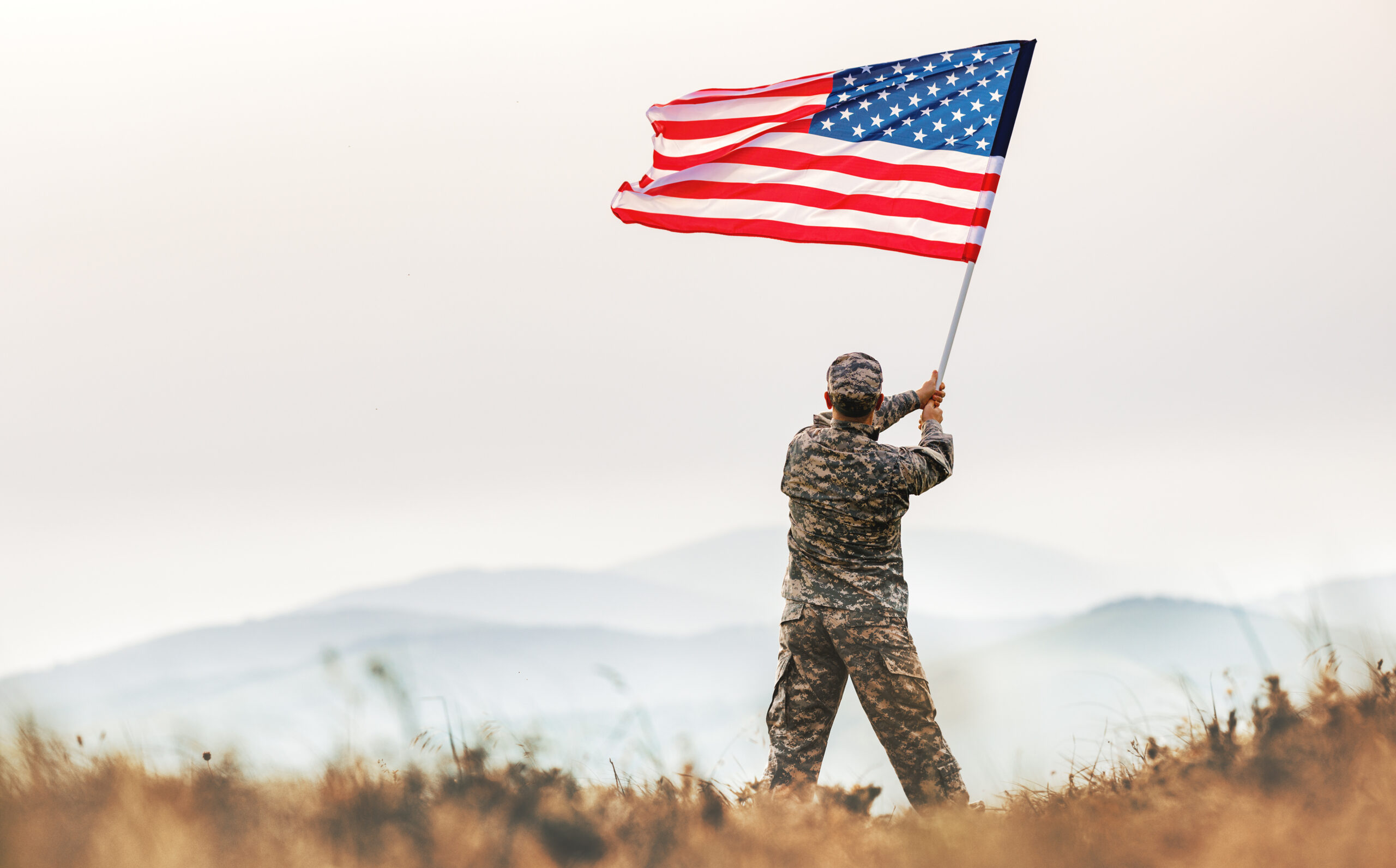 View-from-the-back-of-a-male-soldier-in-the-uniform-of-the-American-army