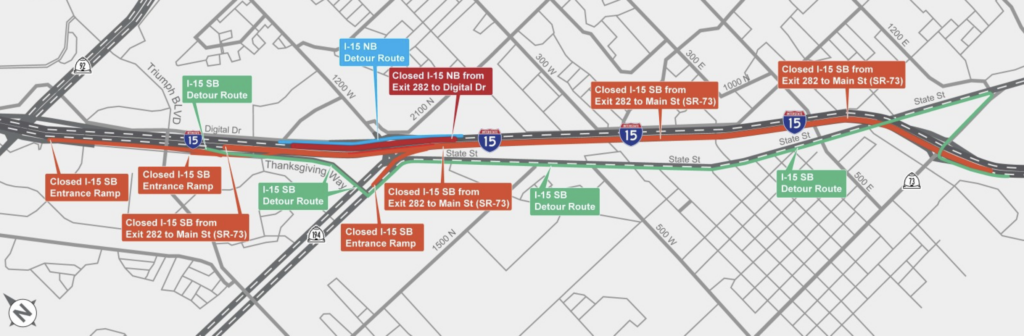 I-15 closure map
