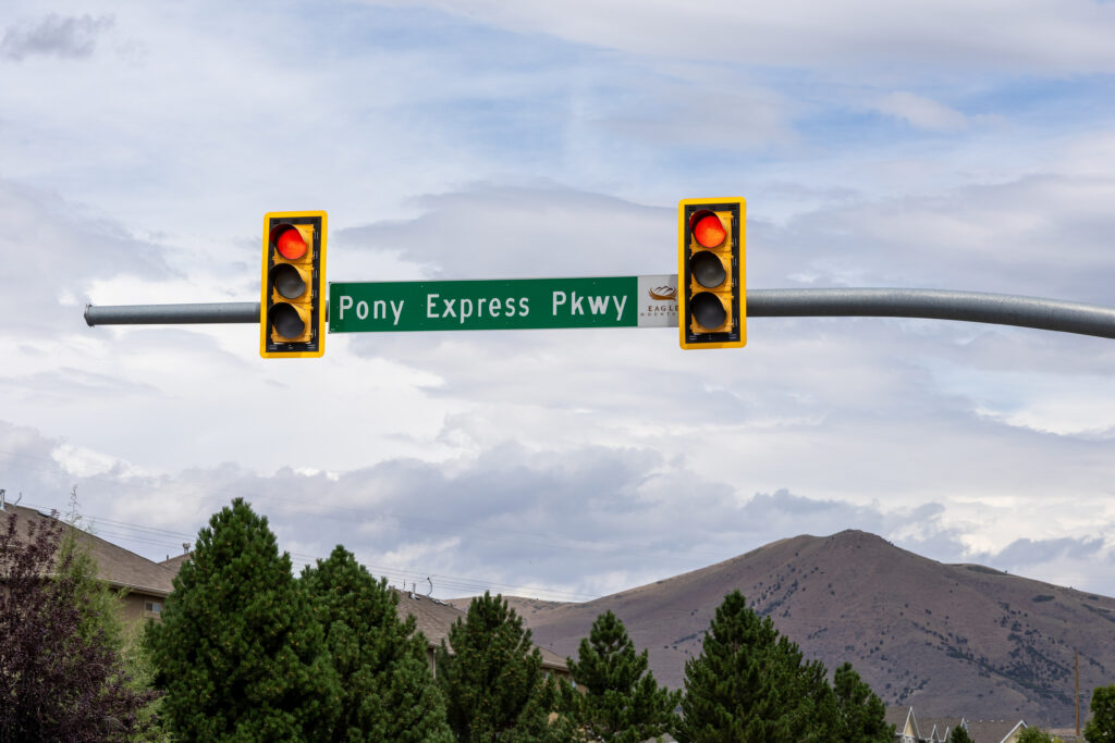Crosswalk improvement area at Woodhaven Boulevard and Pony Express Parkway.