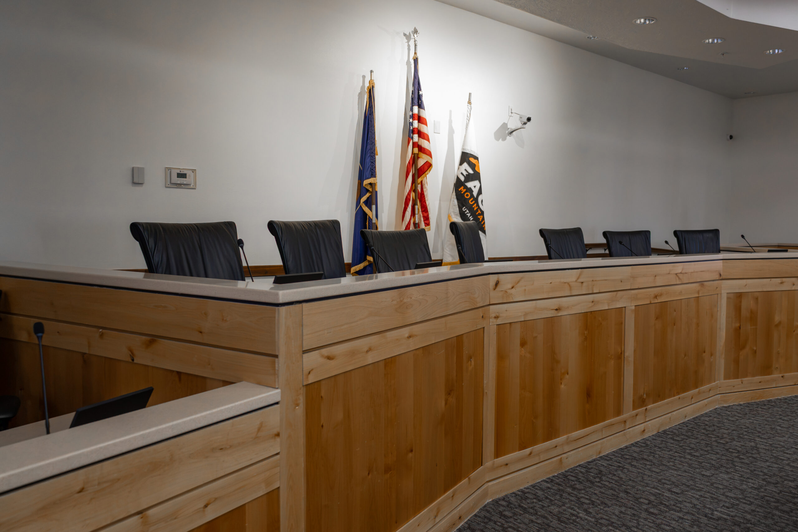 EMC Council Chambers Council Meeting with Flags