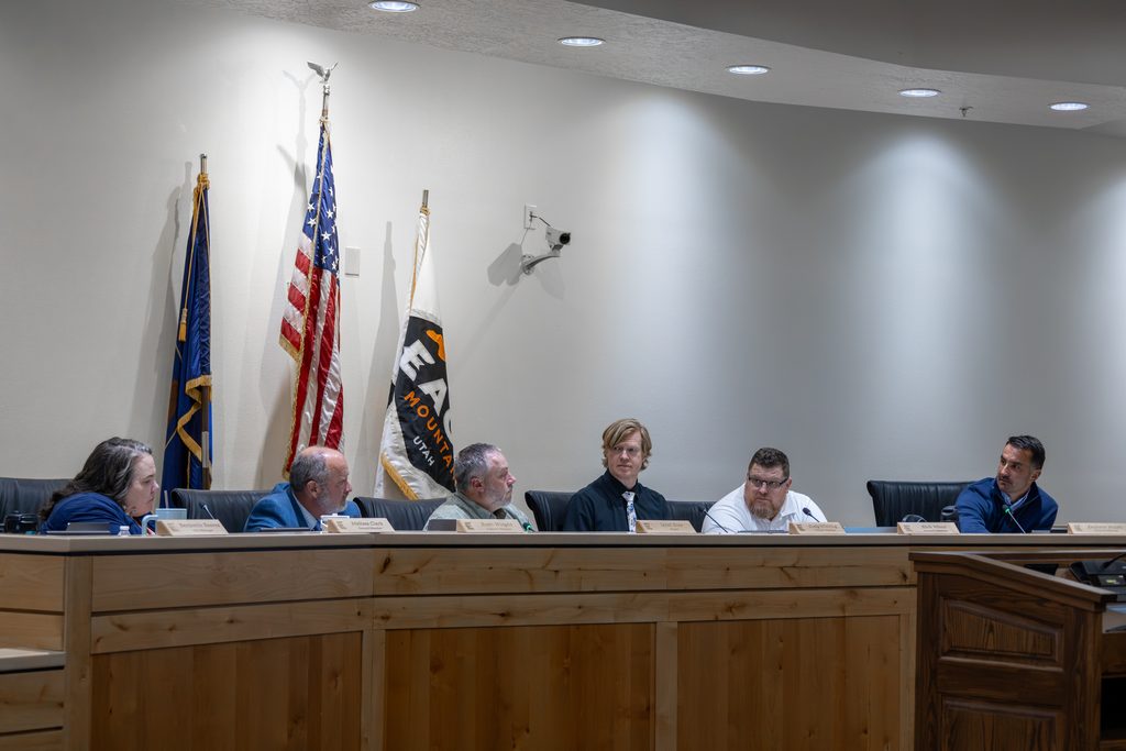 Eagle Mountain City Council Chambers with City Council Members and Mayor
